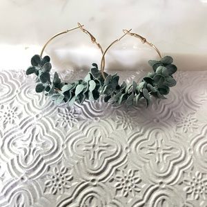 Fashion Jewelry | Prom Wedding Jewelry 
1-Pair of Hoop Earrings- Teal/gold color